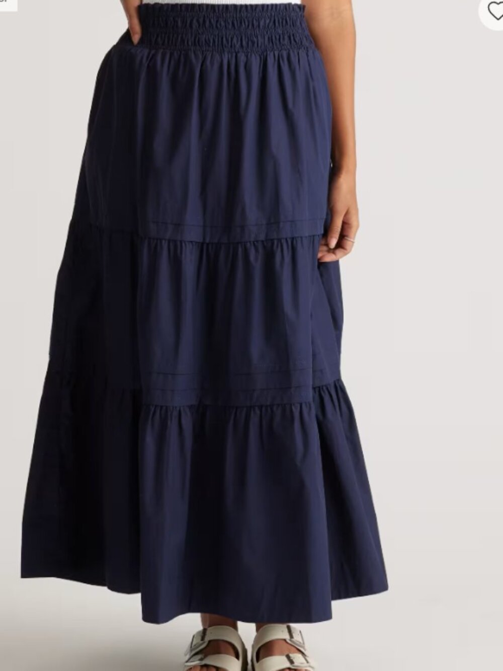 Quince Navy Tiered Maxi Skirt